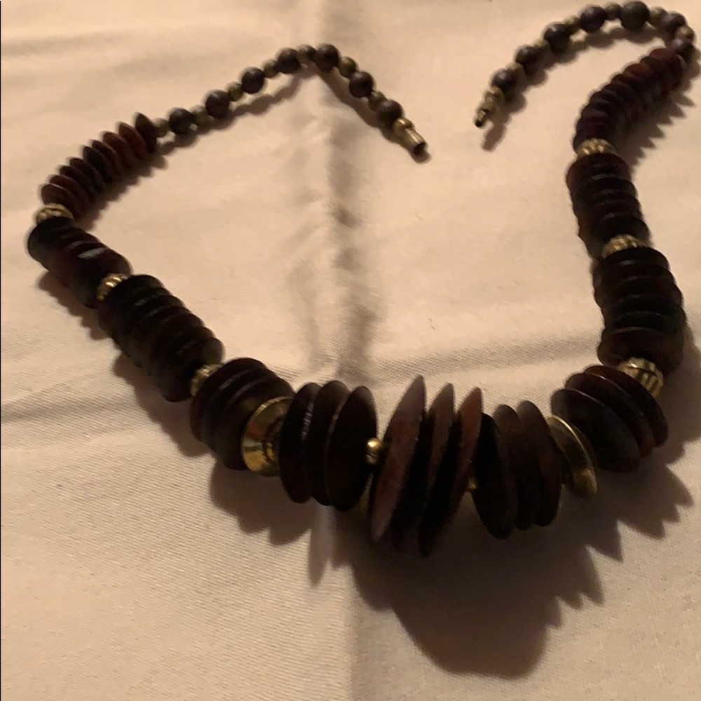 Art Deco .Dark Wood Necklace